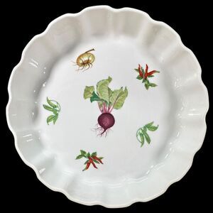 Vegetable Garden by Andrea - Round Casserole Pie Quiche Pan Dish 9.5” X 3.75”